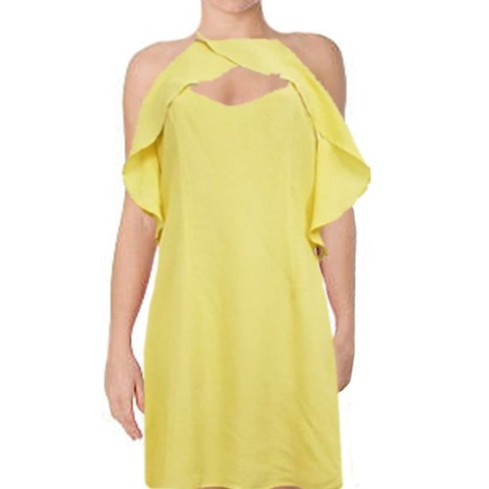 NEW BB DAKOTA Kaless Dress Halter Off Shoulder Yellow Citrus Yellow Dress Sz 0**